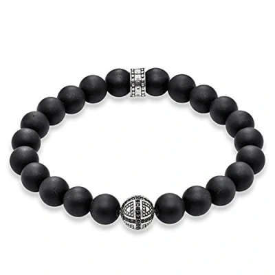 Abbildung von Thomas Sabo Herren Armband Obsidian schwarz Rebel at Heart 925 Sterling Silber A1355 705 11