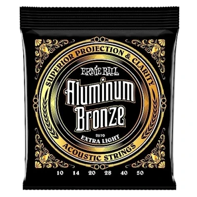 Abbildung von Ernie Ball Extra Light Aluminum Bronze Akustik Gitarrensaiten, Stärke 10 50