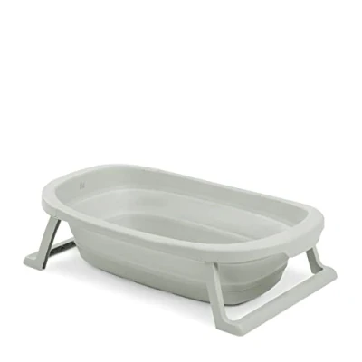 Abbildung von Hauck Babybadewanne Wash N Fold M, Sage, Faltbadewanne mit Wassertemperaturmessung am Ablaufstopfen