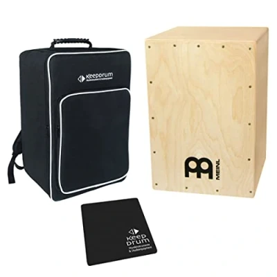 Abbildung von Meinl MYO CAJ Cajon Bausatz Natur + keepdrum Bag Sitzpad