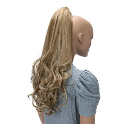 Abbildung von CAISHA 60cm Haarteil Ponytail Zopf Pferdeschwanz Haarverlängerung Voluminös Leicht Gewellt Erdbeerblond Mix H503