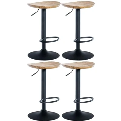 Abbildung von CLP 4er Set Barhocker Skelde Höhenverstellbar Mit Fußstütze 360 Grad Drehbar Robuster Tresenhocker Holzsitz Inklusive Bodenschoner, Farbe:Natur