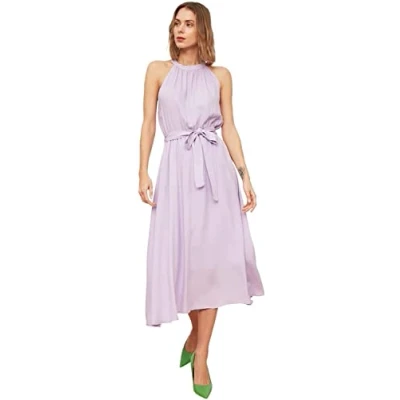 Abbildung von TRENDYOL Damen Gürtelkleid Dress, Stone, 38 EU