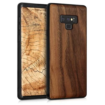 Abbildung von kwmobile Hülle kompatibel mit Samsung Galaxy Note 9 Holz Case stoßfestes Handy Cover TPU Handyhülle in Dunkelbraun