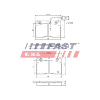 Abbildung von FAST FT29009 Bremsbelagsatz Vorderachse mit integriertem Verschleißsensor IVECO: DAILY 2 Pritsche/Fahrgestell, Kasten/Kombi