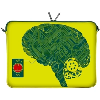 Abbildung von Digittrade LS166 17 IT Brain Designer Laptop Tasche Zoll Notebook Sleeve Hülle Schutzhülle Neopren bis 43,9 cm (17,3 Zoll) Bag Case Gehirn gelb grün