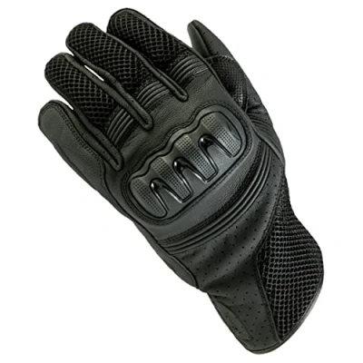 Abbildung von Ozone Town II Leder Motorradhandschuhe für Herren SAS TEC Panels Harter Knöchelschutz Belüftung Touchscreen freundliche Pads Flexible Elemente