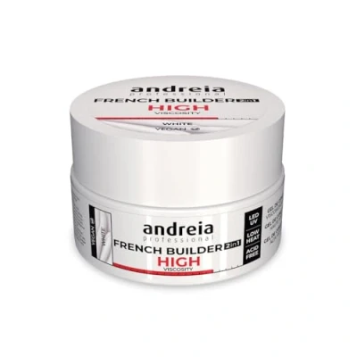 Abbildung von Andreia Professional Französisches Aufbaugel für Nägel mit hoher Viskosität Zweiphasig 2 in 1 LED und UV Veganer Basislack Selbstnivellierend Hohe Widerstandsfähigkeit Weiß 22g