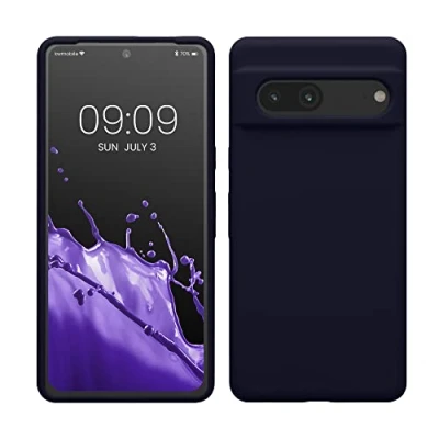 Abbildung von kwmobile Hülle kompatibel mit Google Pixel 7 Silikon Handy Case Handyhülle weiche Oberfläche kabelloses Laden Deep Ocean