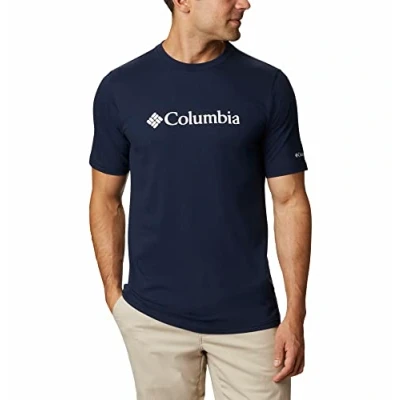 Abbildung von Columbia Basic LOGO Short Sleeve Tshirt print, Herren, Größe: Small, Collegiate navy/white
