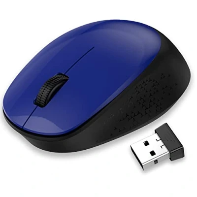 Abbildung von LeadsaiL Maus Kabellos, 2.4G Wireless Leise mit USB Empfänger, 1600 DPI Optical Tracking, 3 Tasten Mäuse, Für Links und Rechtshänder, Kompatibel PC, Mac, Laptop, Windows Dunkelblau
