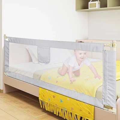 Abbildung von OHMG Bettgitter 200cm Bettschutzgitter Kinderbettgitter für Kinder Babybettgitter Klappbar,Kinderbett Kinderbettschutzgitter Rausfallschutz,Bett&amp;Elternbett,Rausfallschutz Bett