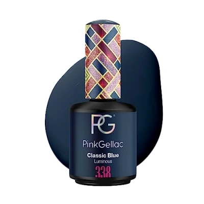 Abbildung von Pink Gellac UV Gel Nagellack 338 Classic Blue 15 ml Lack Blau Lang Anhaltend Polish Nägel in Salonqualität Nails Lampe Made Holland