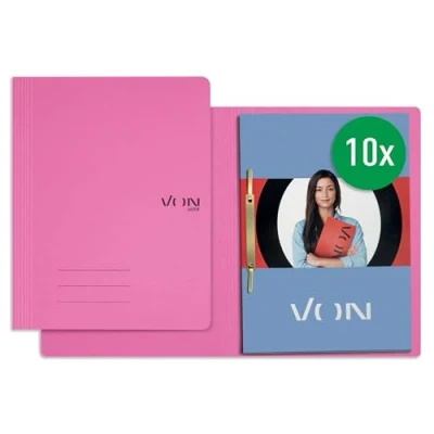 Abbildung von VON Leitz 10er Pack Schnellhefter A4, Karton, Mit Heftmechanik, Für 250 Blatt, Soft Cover, Schule, Studium &amp; Haushalt, Pink, 30130022