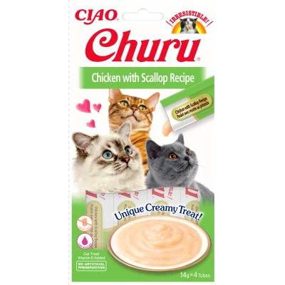 Abbildung von Inaba Churu puree Katzensnack Huhn mit Jakobsmuschel