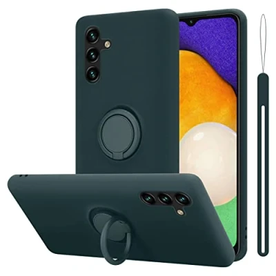 Abbildung von Cadorabo Hülle kompatibel mit Samsung Galaxy A13 5G Schutzhülle TPU Silikon Case Liquid Design Ring Slim Kratzfest Liquidsilikon Microfaser für in Grün
