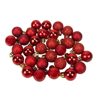 Abbildung von 25 x mm Mini Weihnachtskugeln Rot Weihnachtsbaum Dekoration