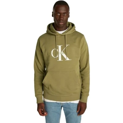 Abbildung von Calvin Klein Herren Hoodie Seasonal Monologo Regular aus Baumwolle, Grün (Gothic Olive), 4XL