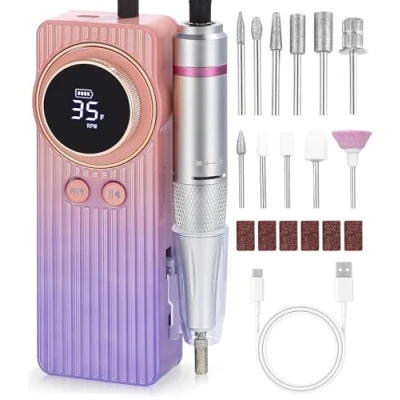 Abbildung von Elektrische Nagelfräser 35000 U/min,Electric Nail Drill Kit,Professionell Maniküre set, Tragbarer Nagelbohre,USB Aufladbare Nagelfeile bits für gelnägel Nagellack