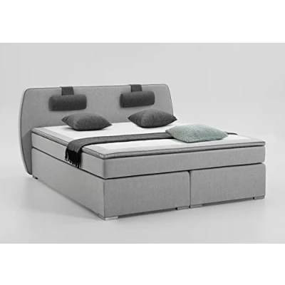 Abbildung von Atlantic Home Collection REX Boxspringbett, 7 Zonen Taschenfederkern, Härte H3, Hellgrau, 180 x 200 cm