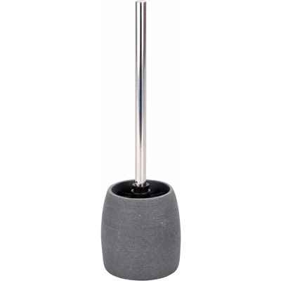 Abbildung von WENKO WC Garnitur Mod. Goa, Toilettenbürstenhalter aus schwerem Kunststein (Polyresin) im natürlichen Stein Look, inklusive Toilettenbürste mit auswechselbarem Bürstenkopf, Ø 11,8 cm x 38,5 cm, Grau