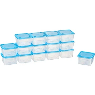 Abbildung von MiraHome Kigima Mini Tiefkühldose Rechteckig 6,5x6,5x4 cm 0,125L (15 STK) Blau Durchsichtig