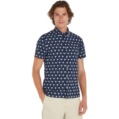 Abbildung von Tommy Hilfiger MINI PALM Print Hemd, Herren, Größe: Medium, Desert sky multi