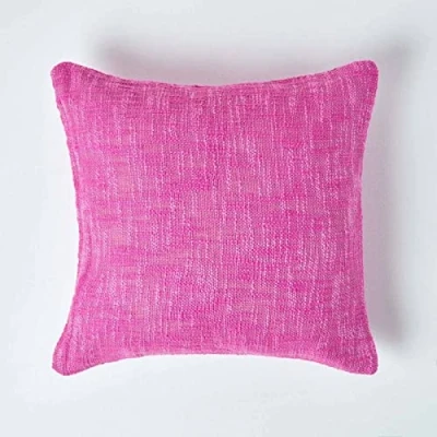 Abbildung von Homescapes Kissenhülle Nirvana in Knoten Optik, rosa Zierkissenbezug 45 x cm aus 100% Baumwolle, Kissenbezug für Zierkissen/Sofakissen mit Reißverschluss, pink