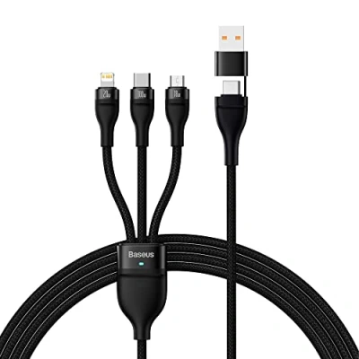 Abbildung von Baseus 3in1 USB Kabel Flash Series 2, C + Micro Lightning, 100W, 1,2m (Schwarz)