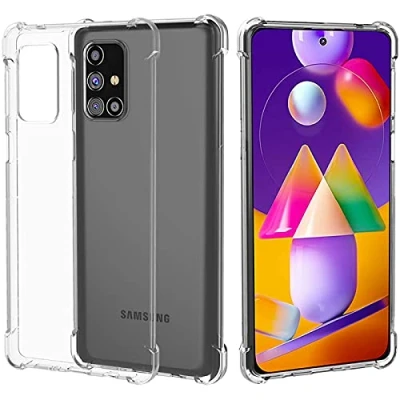Abbildung von Verco Handyhülle für Samsung M31s Case, Anti Shock Schutzhülle Galaxy Hülle Transparent [Robuste Flexibles Silikon] Clear
