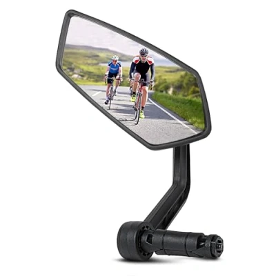 Abbildung von AiQInu Fahrradspiegel, HD Glas Reflektierender Fahrrad Spiegel für Lenker 15 20 mm, 360 drehbarer Fahrradrückspiegel Fahrrad, Mountainbike, Rennrad (Links)