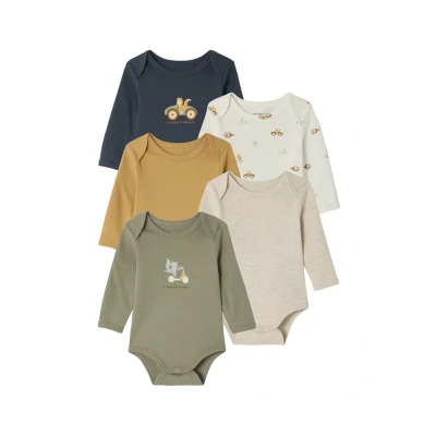 Abbildung von Vertbaudet 5ERPACK MIT Langen ÄRMELN Body für Kinder, Größe: 80, Khaki