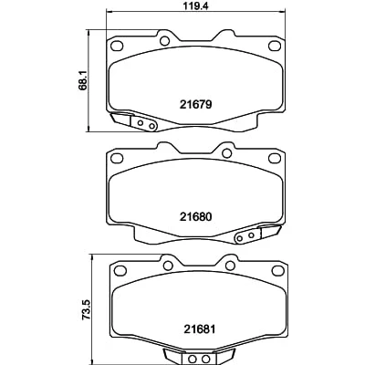 Abbildung von HELLA 8DB 355 016 401 Bremsbelagsatz mit akustischer Verschleißwarnung TOYOTA: Land Cruiser Prado 90, 70 SUV, 80