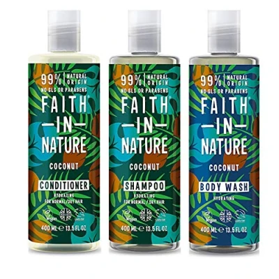 Abbildung von Faith In Nature Coconut Shampoo, Conditioner and Shower Gel Trio Pack