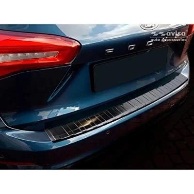Abbildung von Avisa Schwarz Edelstahl Heckstoßstangenschutz kompatibel mit Ford Focus IV Kombi 2018 &#039;Ribs&#039;
