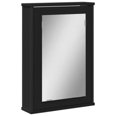 Abbildung von vidaXL Bad Spiegelschrank, Badschrank mit Stauraum, Hängeschrank Wandschrank für Badezimmer, Badspiegel Spiegel, Schwarz Holzwerkstoff
