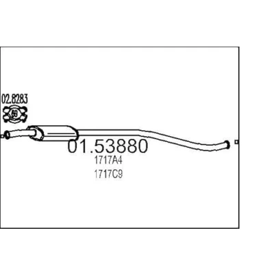 Abbildung von MTS 01.53880 Mittelschalldämpfer 1500 CITROËN: ZX Schrägheck, Xsara Kombi, PEUGEOT: 306 Cabrio