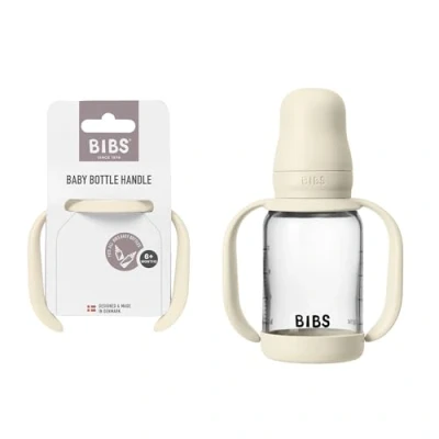 Abbildung von Bibs Babyflaschengriff Einfacher &amp; bequemer Griff rutschfeste Oberfläche BPA frei spülmaschinenfest Babyflaschenzubehör Alter 6+ Monate Elfenbein