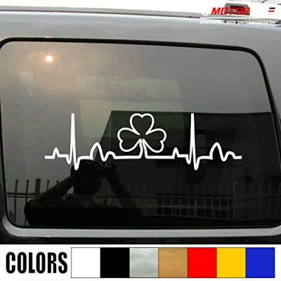 Abbildung von SUPERSTICKI Herzschlag Heartbeat irisches Kleeblatt Irland 25cm Aufkleber,Autoaufkleber,Sticker,Decal,Wandtattoo, aus Hochleistungsfolie,UV&amp;waschanlagenfest,