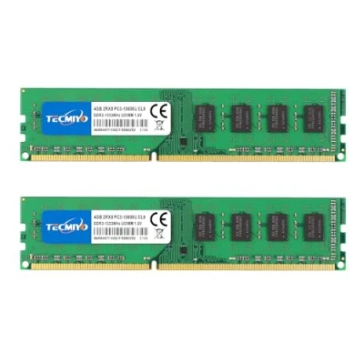 Abbildung von TECMIYO 8GB Kit (2x4GB) RAM PC3 10600 DDR3 1333MHz CL9 1.5V 240Pin Non ECC Ungepuffertes UDIMM 2RX8 Dual Rank Desktop Speichermodul