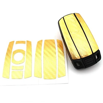 Abbildung von Finest Folia Schlüssel Folie K141 für 3 Tasten Auto (nur Keyless Go) Folien Cover (Gold Carbon)