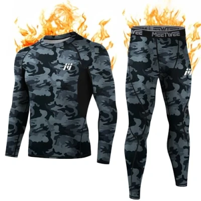 Abbildung von MEETWEE Thermounterwäsche Funktionsunterwäsche Herren, Skiunterwäsche Winter Suit Atmungsaktiv Lange Thermo Unterwäsche Set Thermowäsche Unterhemd + Unterhose (Tarnung schwarz, L)
