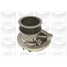 Abbildung von GRAF PA577 Wasserpumpe 25 mit Dichtring mechanisch Stahlblech 62,29 für Zahnriementrieb OPEL: Astra F CC, Omega B Caravan, Calibra A