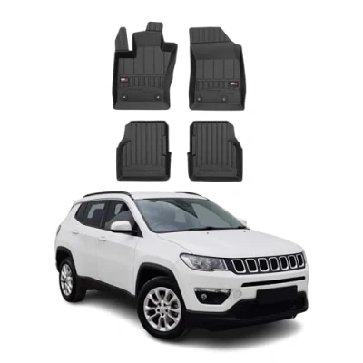 Abbildung von Fußmatten Gummimatten kompatibel mit Jeep Compass II 2016 2023 OMAC Premium 3D Schwarz TPE Gummi