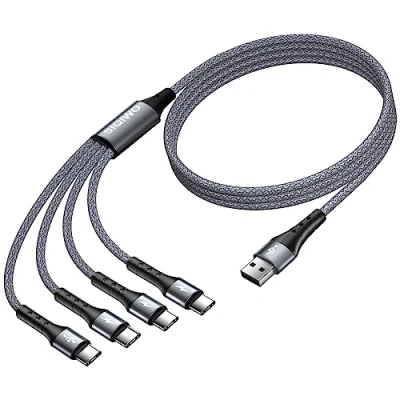 Abbildung von SIQIWO USB Typ C Kabel 1.2M, 3.0 Schnellladung Sync Ladekabel mit 4 Port, für Galaxy S23 S22 S21 S20 S10 Plus, Note 20 10 9, A51 J7, LG G8 V50, Huawei P40 P30, Sony, Moto, Xiaomi, Schwarz, (SIQ R 16)
