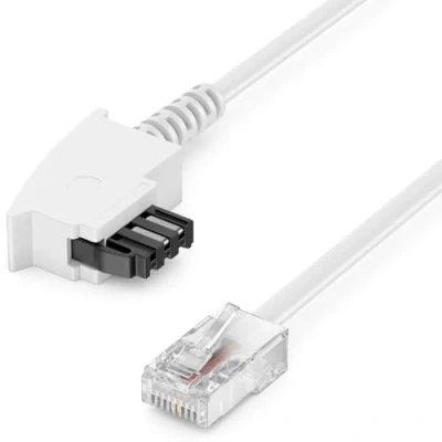 Abbildung von deleyCON 0,5m TAE Anschlusskabel Routerkabel F auf RJ45 Stecker LAN Kabel