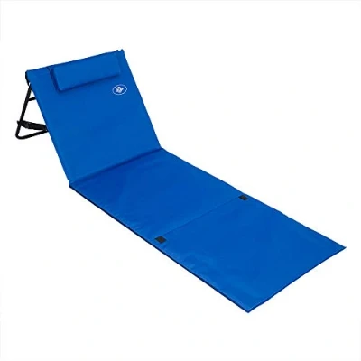 Abbildung von DETEX® Strandmatte klappbar mit Verstellbarer Rückenlehne UV beständig Tasche Reißverschluss Kissen Tragegurt Garten Camping Picknick Liegematte Blau