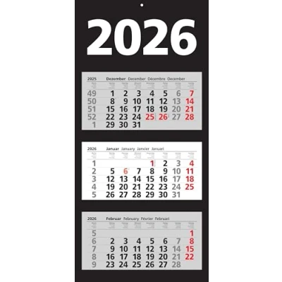 Abbildung von 2026 Adina Wandkalender Dreimonatskalender mit Tagesanzeiger 70x33cm