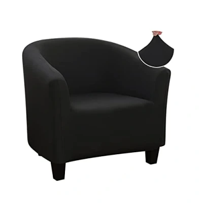 Abbildung von Jaotto Sesselschoner Sesselhusse Stretch Sesselüberwürfe Sofabezug Elastisch Sesselbezug Waschbar Entfernbar für Clubsessel Cafe Stuhl Sessel Loungesessel(Schwarz,1 Stück)