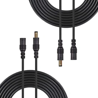 Abbildung von Liwinting 2pcs 5m/16.4Feet DC Netzteil Verlängerungskabel 2.1 mm x 5.5 Männlich zu Weiblich Verbinder 12 Volt Anschlusskabel Gleichstrom 5V Verbinderkabel Schwarz